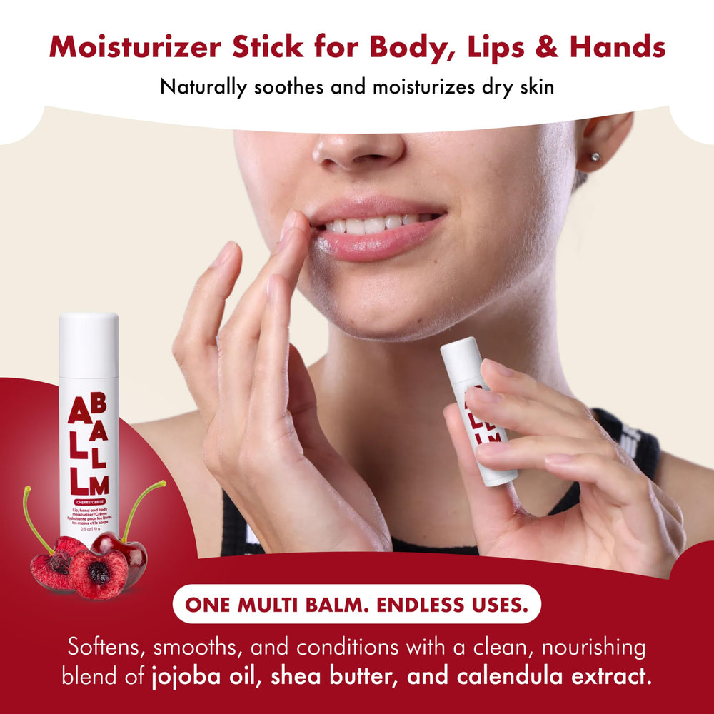 Compact Zizia balm in hand demonstrating on-the-go moisture
