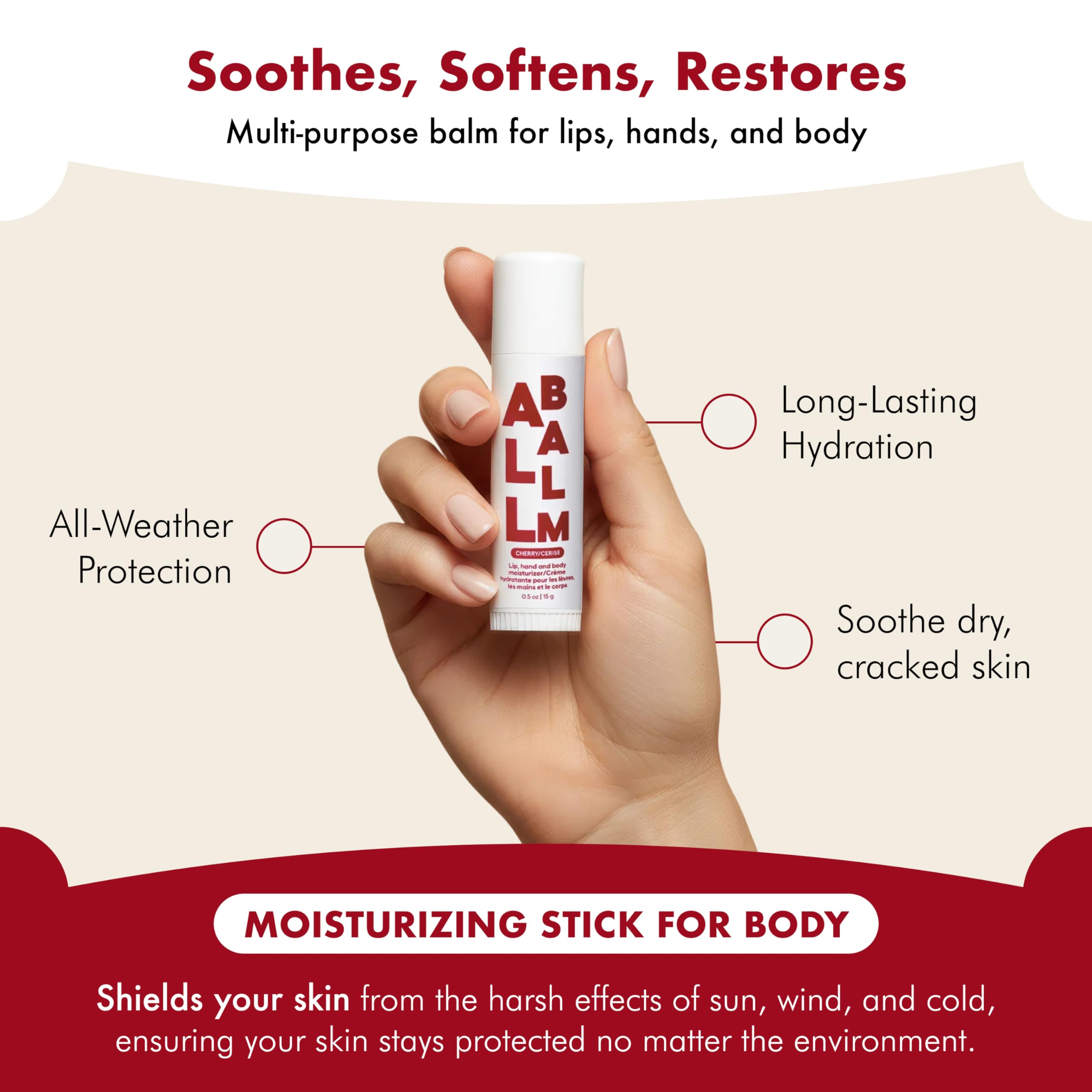 Close-up of silky glide from Zizia Cherry Balm Stick