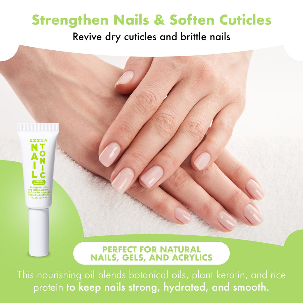 Zizia Citrus Nail Tonic brush-on applicator for easy cuticle care.
