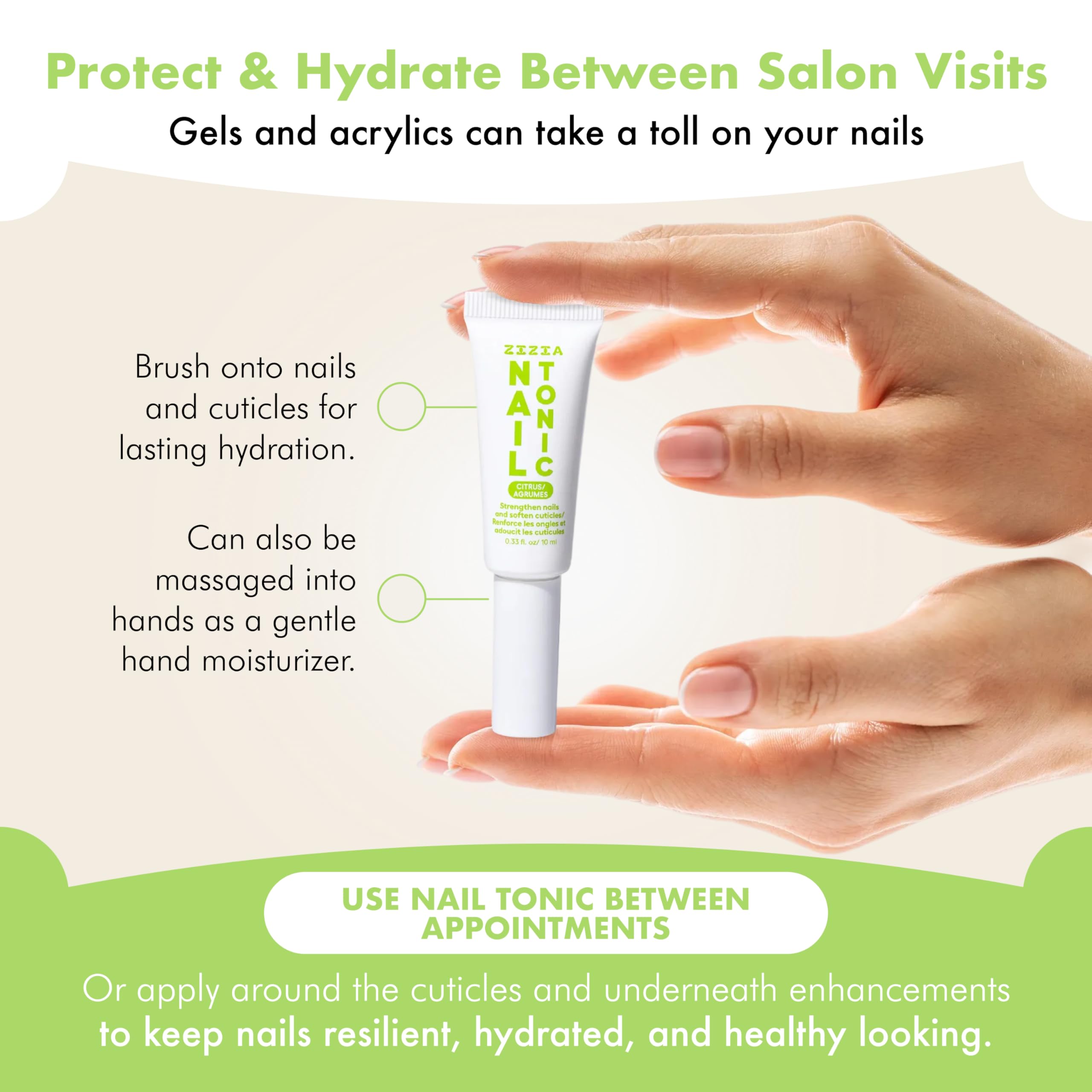 Zizia Citrus Nail Tonic applying to cuticles in action.