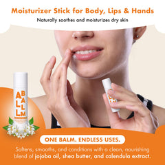 Zizia Orange Blossom Neroli balm stick on lips for smooth, hydrated comfort