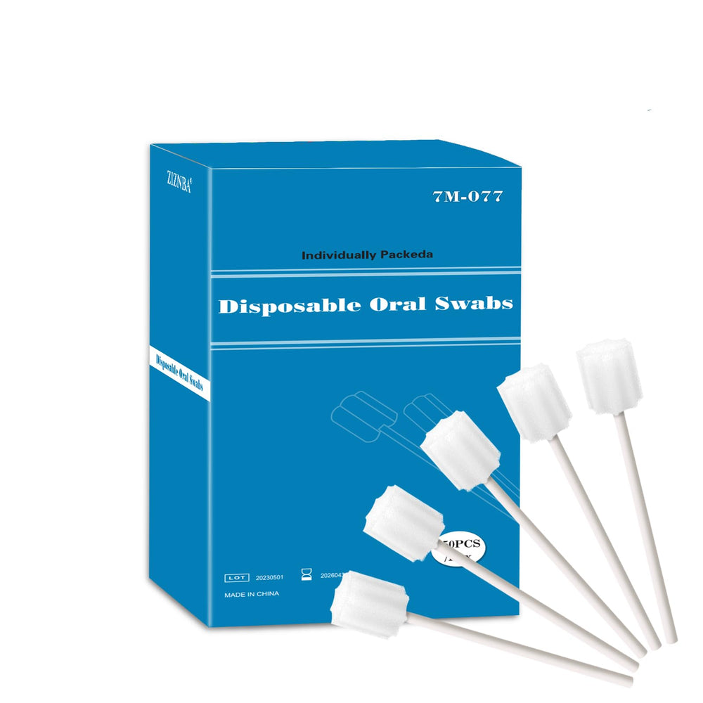 ZIZNBA disposable mouth swabs with sponge tips for gentle cleaning.
