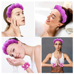 Zkptops puffy sponge headband absorbs moisture while you cleanse.