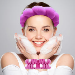 Zkptops spa headband and wristband set keeps hair away during cleansing.