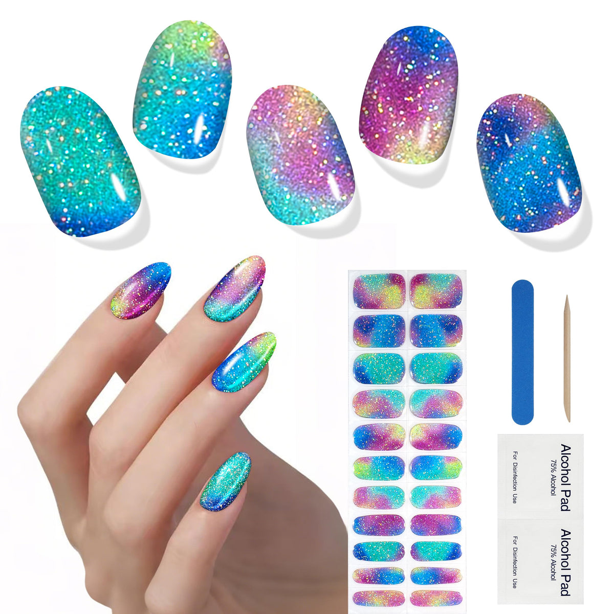 Zlylefun semi-cured gel nail strips in Midsummer Night 175 for a salon-like home finish