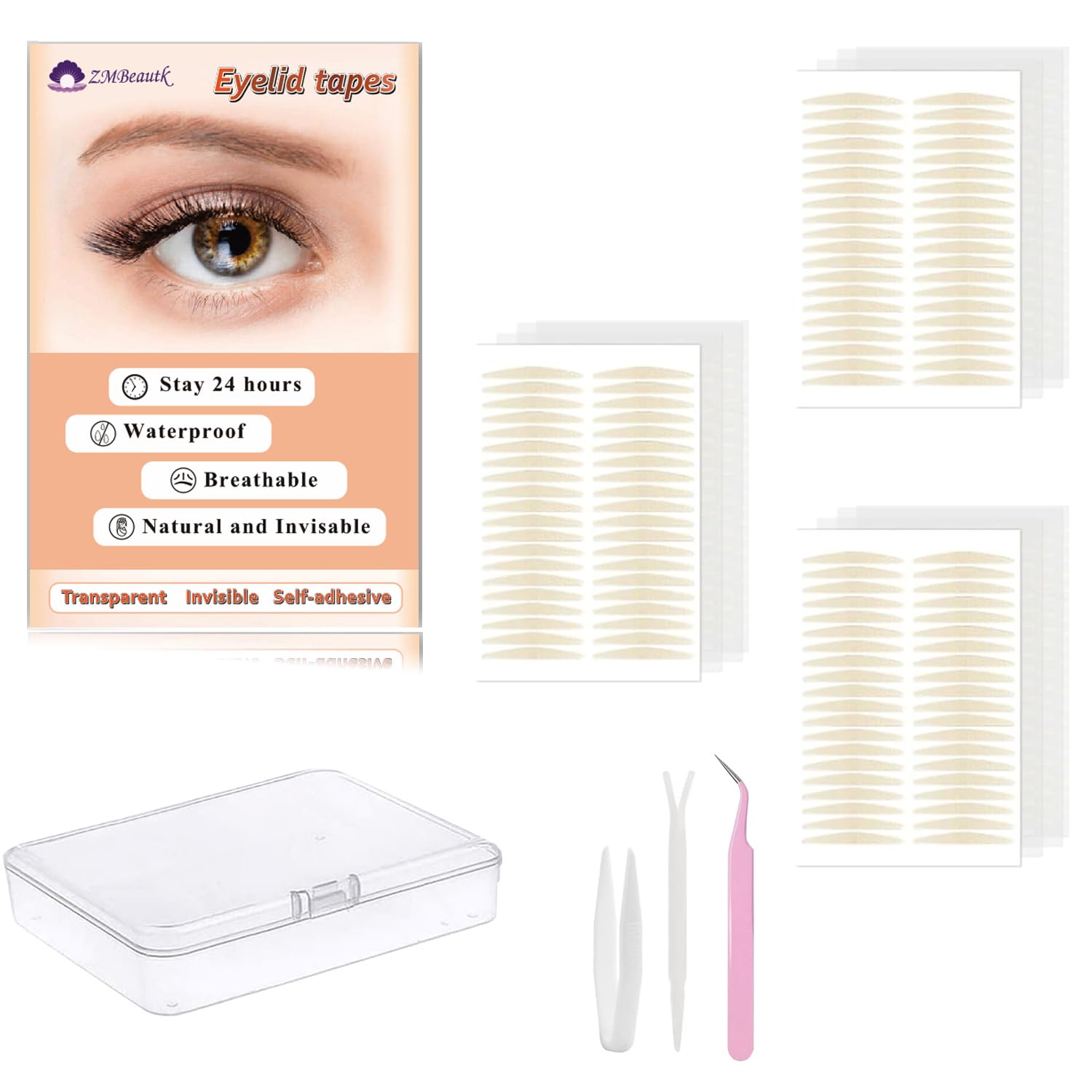 ZMBeautk eyelid tape 3mm skin-color package for discreet lift.