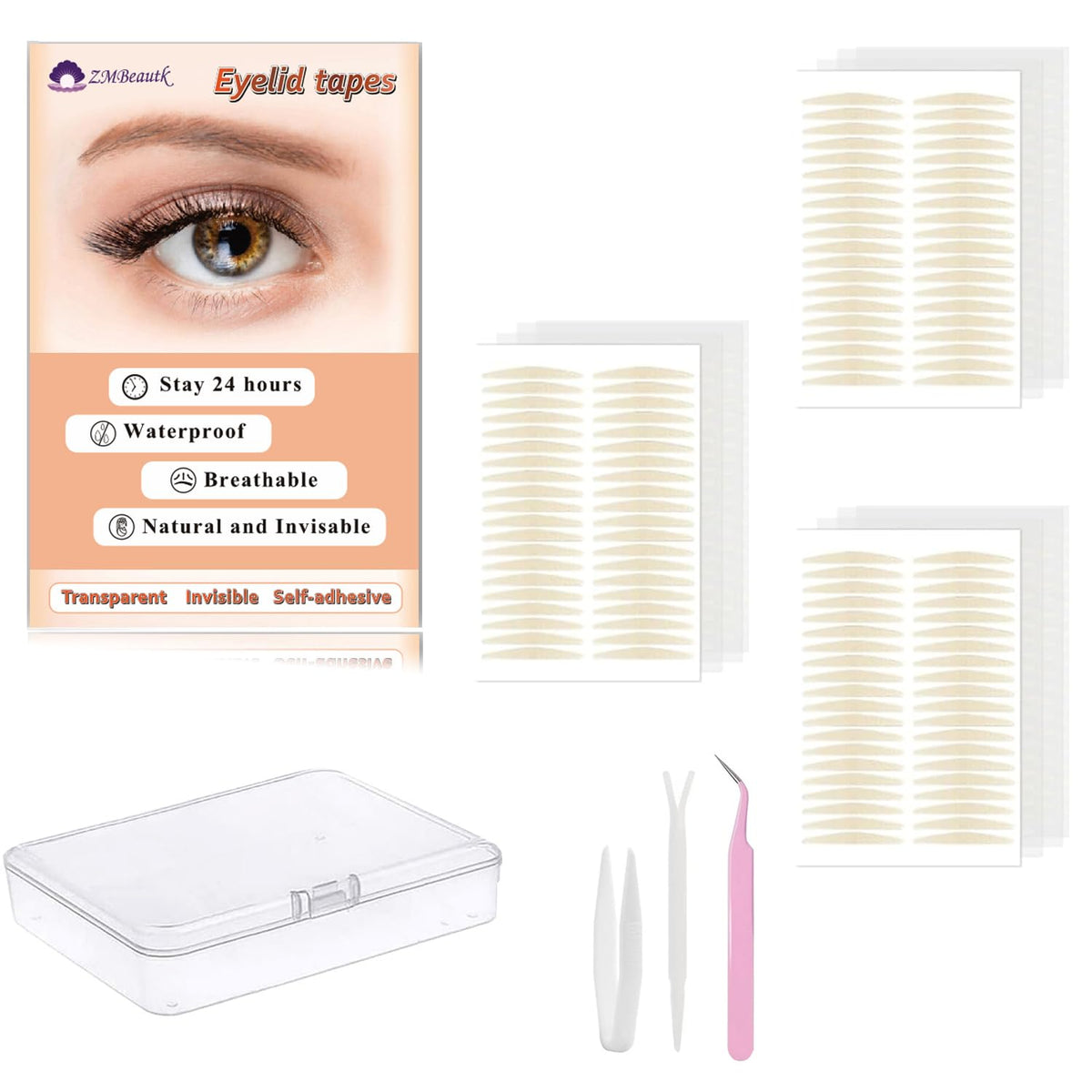 ZMBeautk eyelid tape 3mm skin-color package for discreet lift.