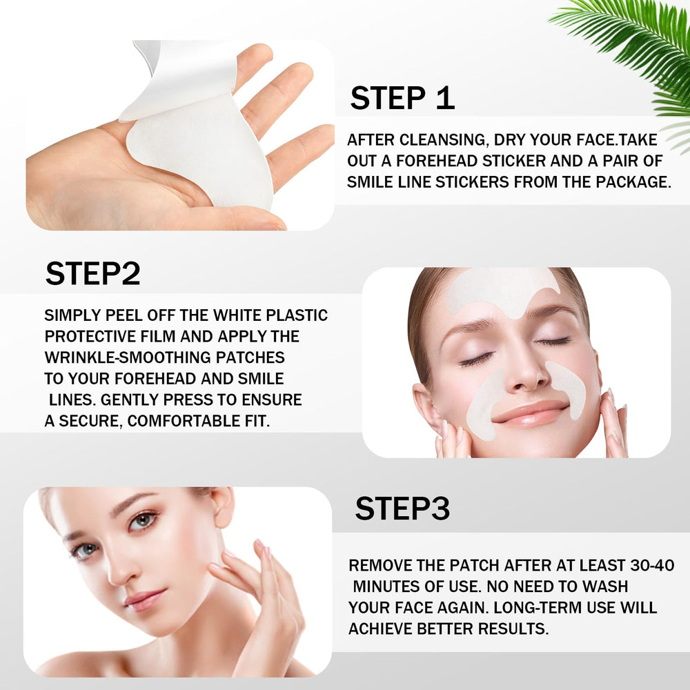 ZMBeauty collagen-infused patch ready to wear on forehead.
