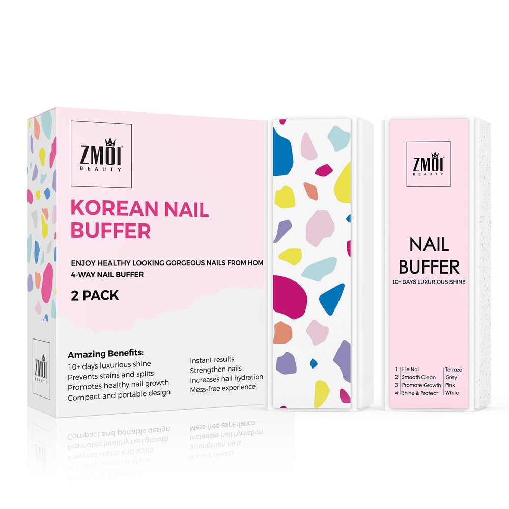 ZMOI professional nail buffer block front view for at-home manicures with duo set