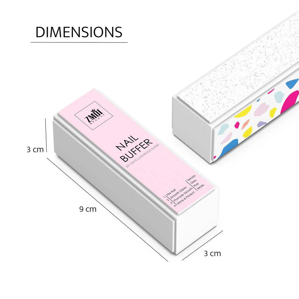 ZMOI buffer in use demonstrating 4-way surfaces for smoothing nails