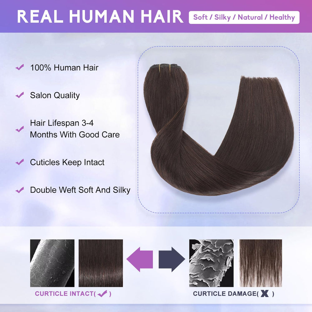 ZNXDJXE dark brown clip-in extensions for a natural-looking blend
