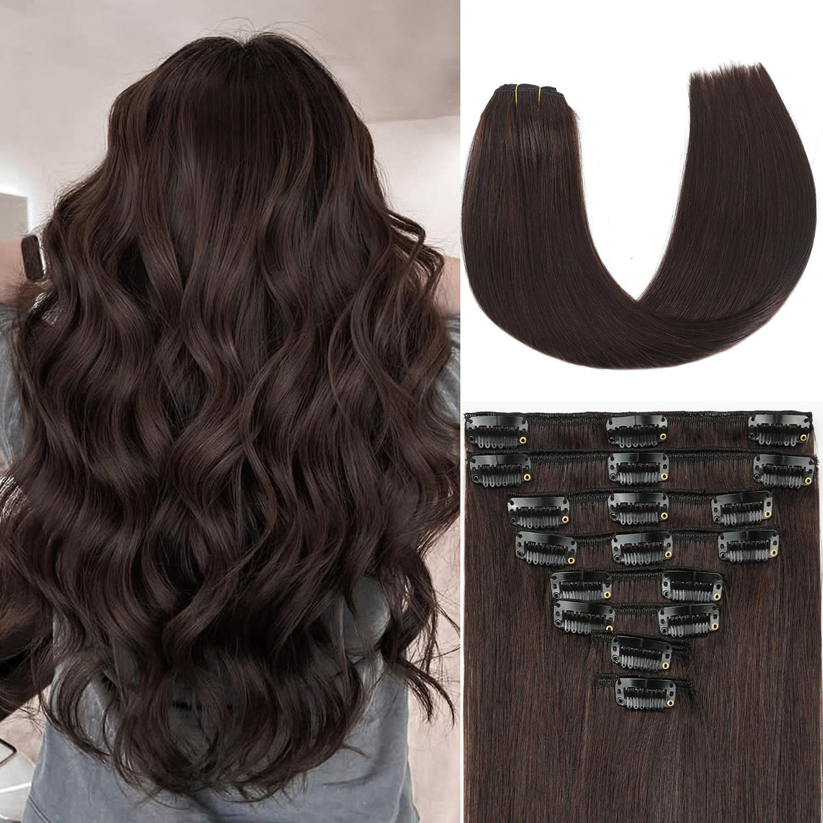 ZNXDJXE dark brown seamless clip-in hair extensions for a natural look