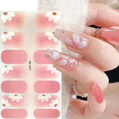 ZOAZJINAZ floral glitter nail wrap design with multicolor shimmer.