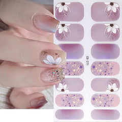 ZOAZJINAZ gradient floral strips with luminous color for glam nails.