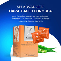 Okra Complex detail on wipe highlighting natural cleansing action