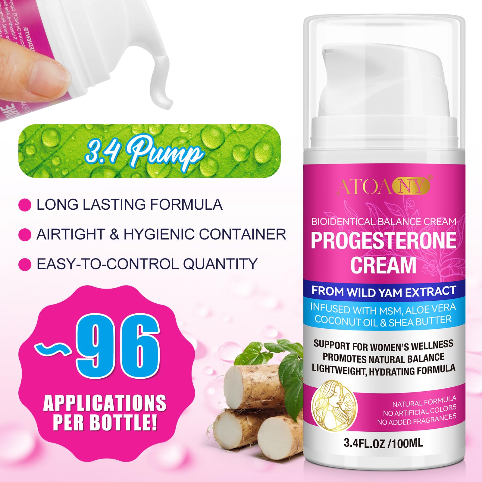 ZODENIS Progesterone Balance Cream side view for easy daily application.