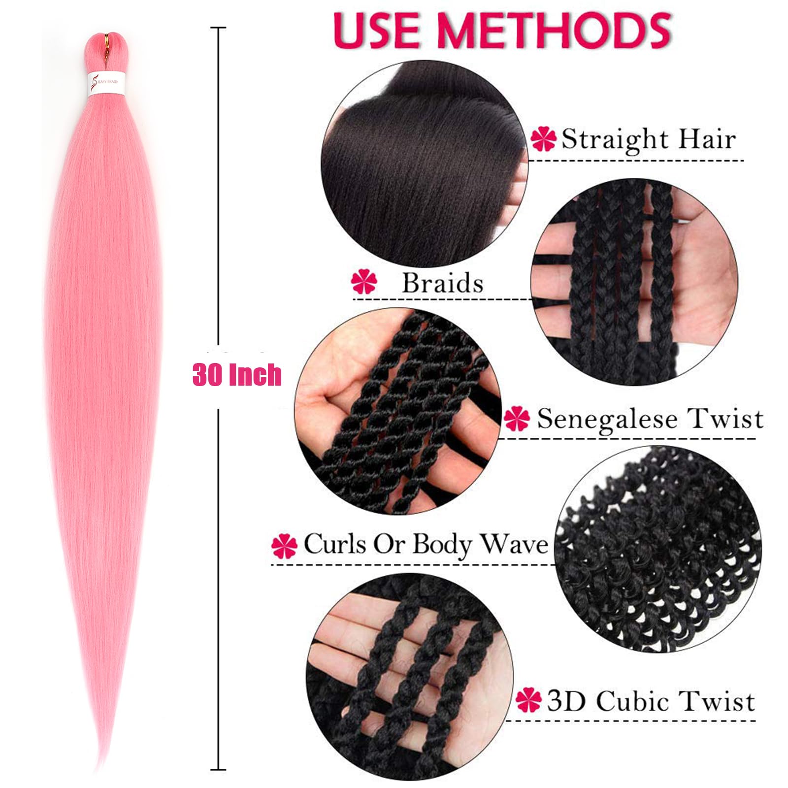 Zoewan washable and reusable 30in braiding hair for long-term use