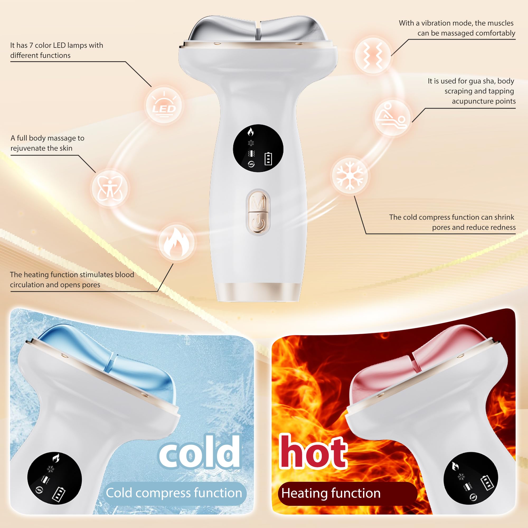 ZoGoo 7-in-1 LED facial sculptor with microcurrent and light therapy for skin renewal