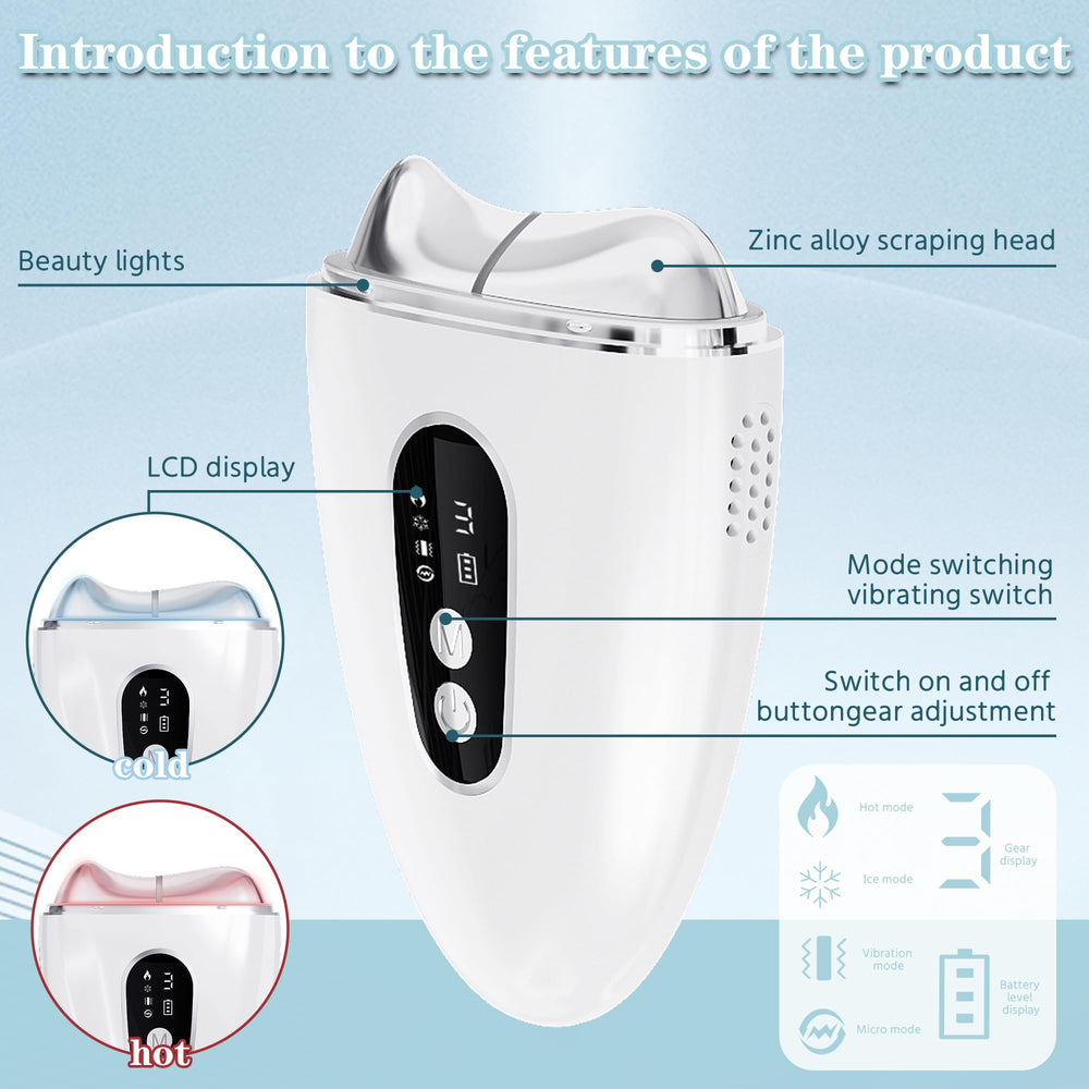 ZoGoo Electric Gua Sha Tool in cold mode reducing puffiness