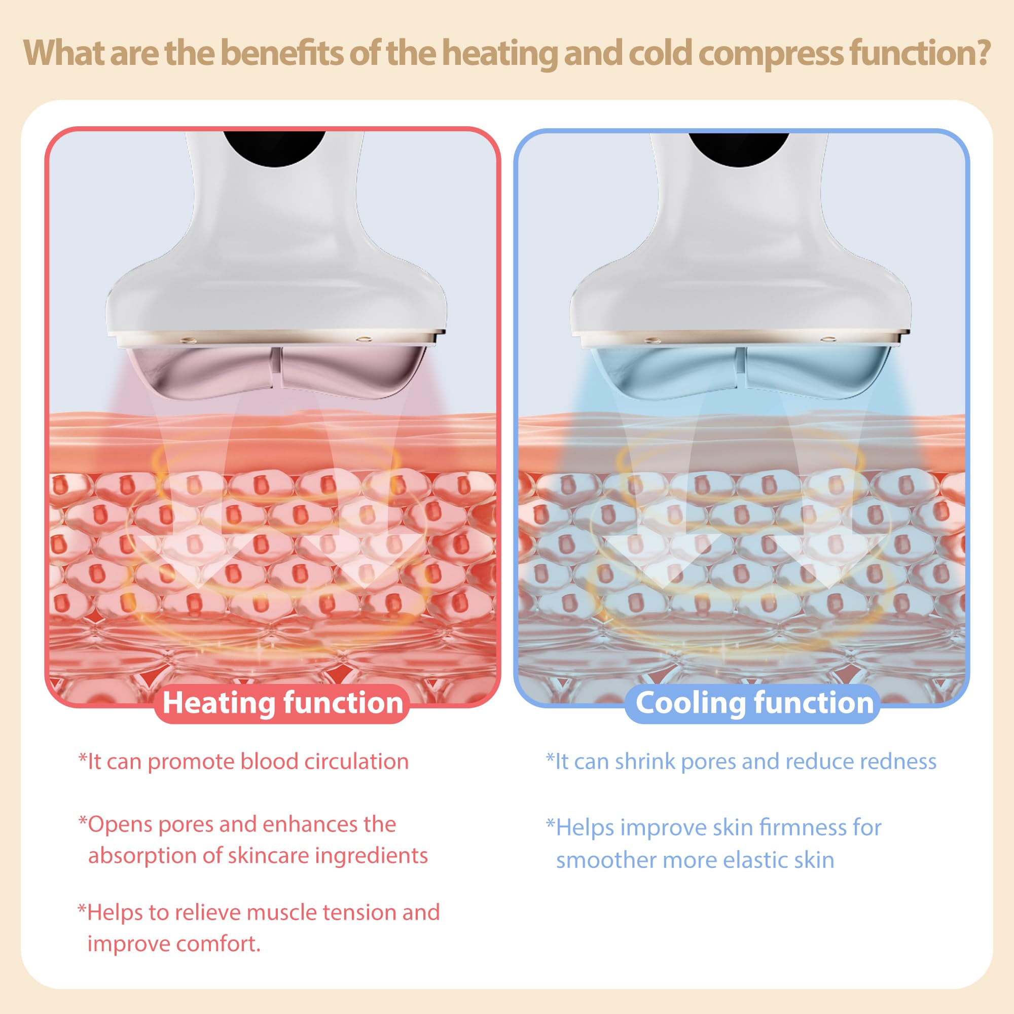 ZoGoo instant cooling mode tightens pores and reduces puffiness