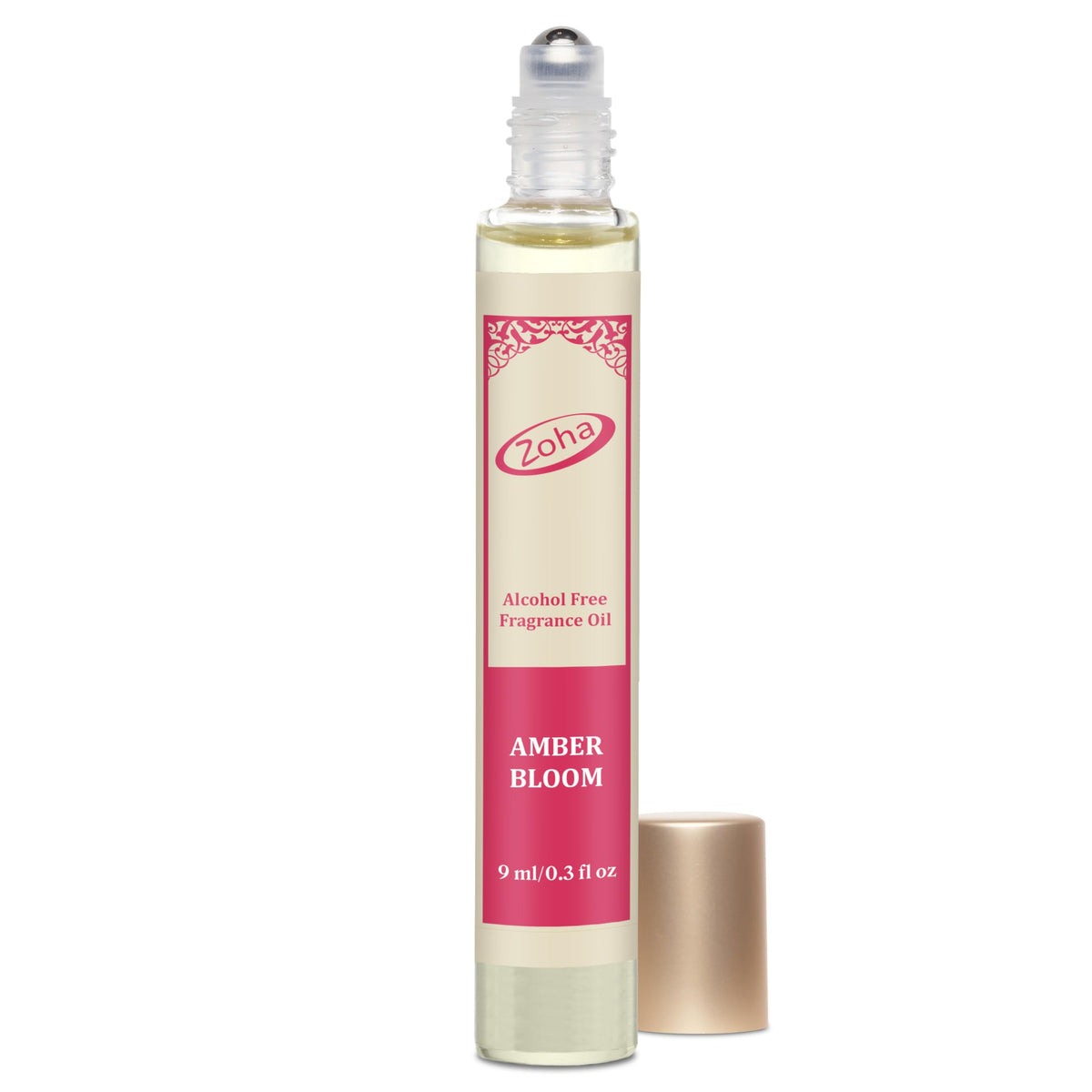 Zoha Amber Bloom roller bottle ready for on-the-go fragrance use.