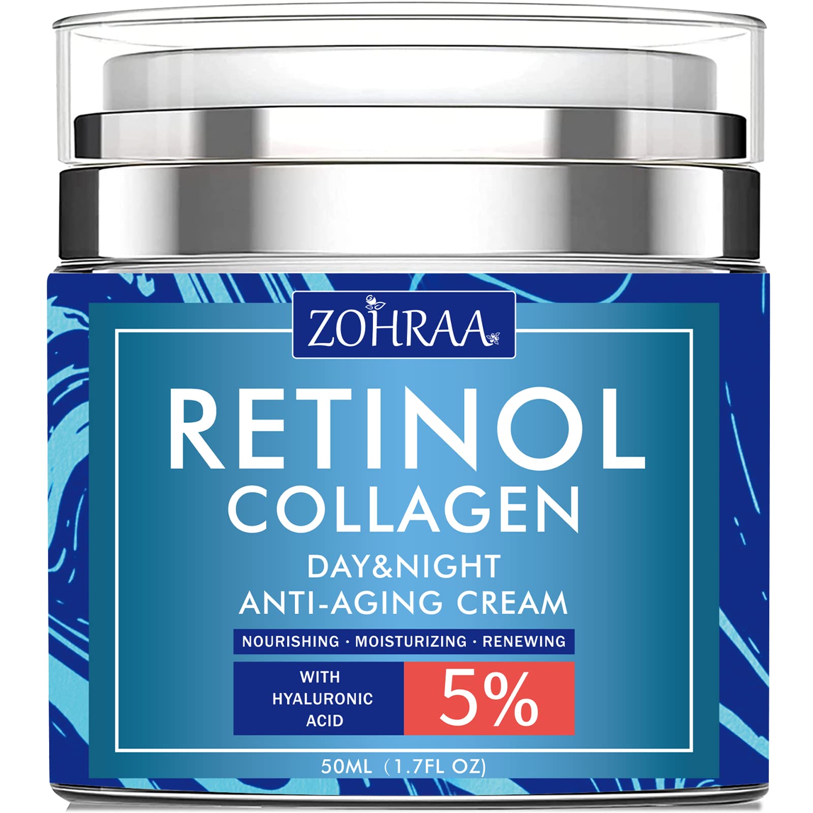 ZOHRAA retinol cream tube close-up showing premium anti-aging care and hydration