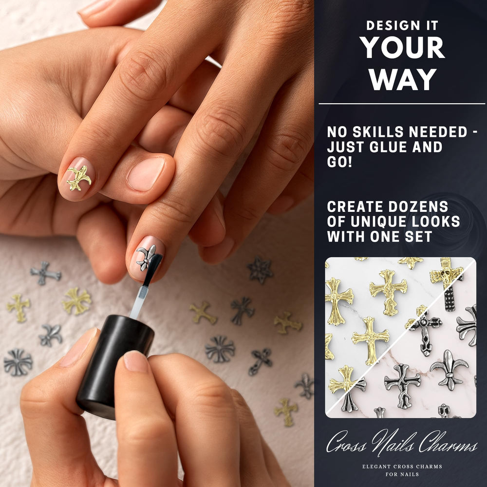 ZOKLU easy-apply cross charms for quick holiday nails