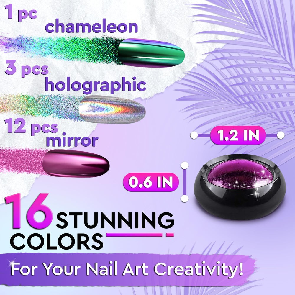 ZOKLU gold chrome powder for bright, reflective nail accents