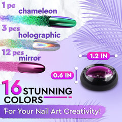 ZOKLU gold chrome powder for bright, reflective nail accents