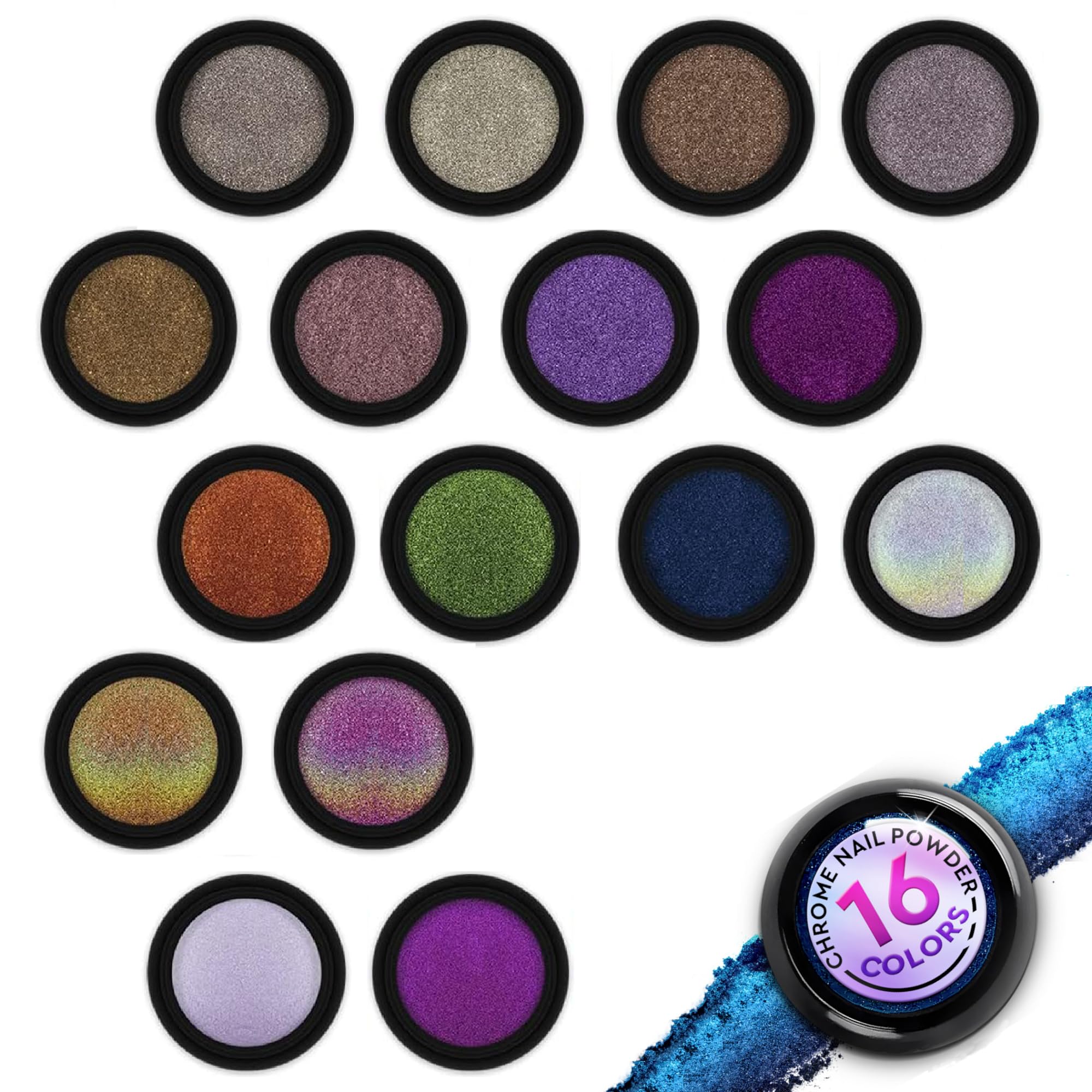 ZOKLU 16-color nail chrome powder set for dazzling mirror finishes on nails