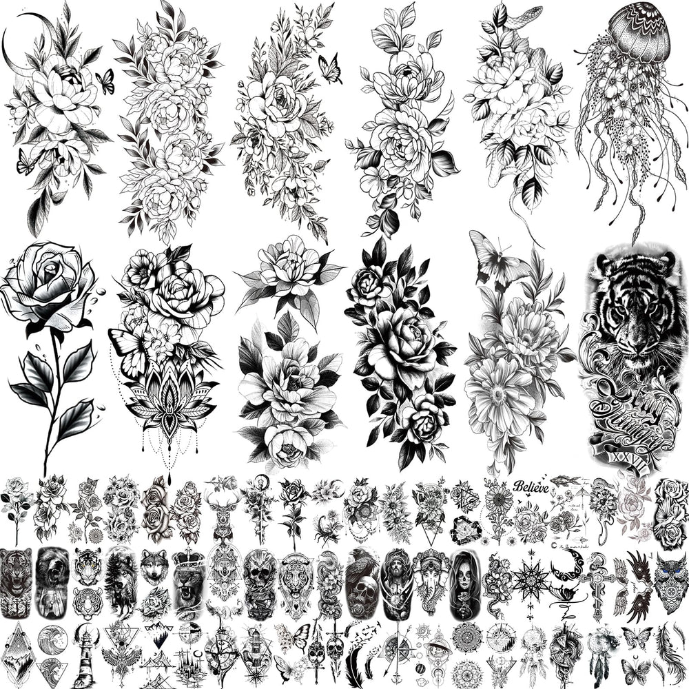 Zomme 82 sheets tattoo bundle for versatile body art