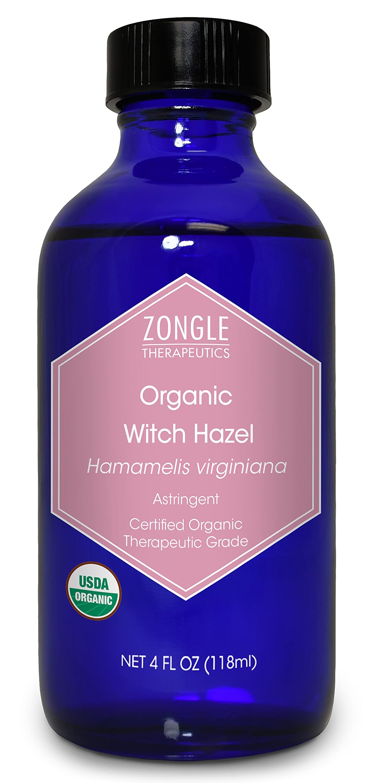 Zongle Therapeutics organic witch hazel 4oz bottle for facial care