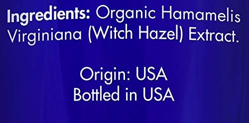 Label close-up shows organic certification on Zongle Witch Hazel