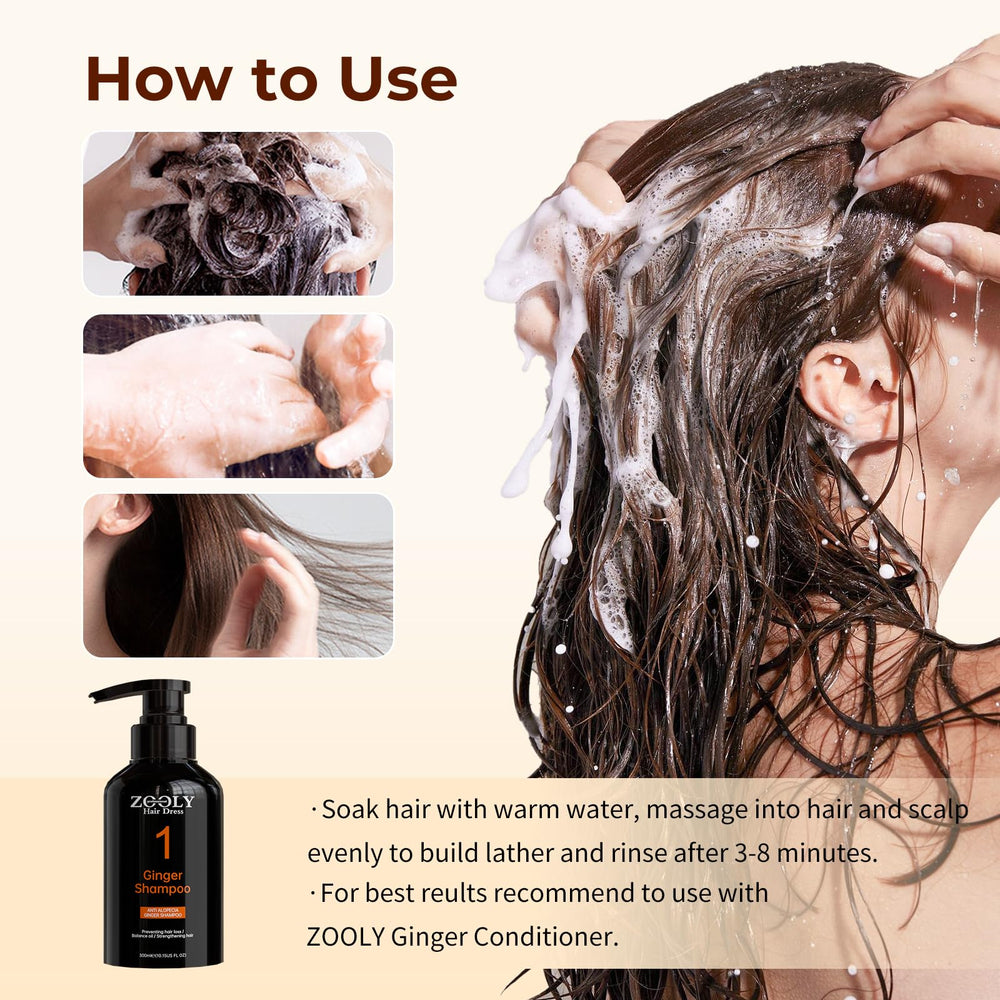 Zooley Ginger Shampoo lather showcases gentle cleansing for all hair types.