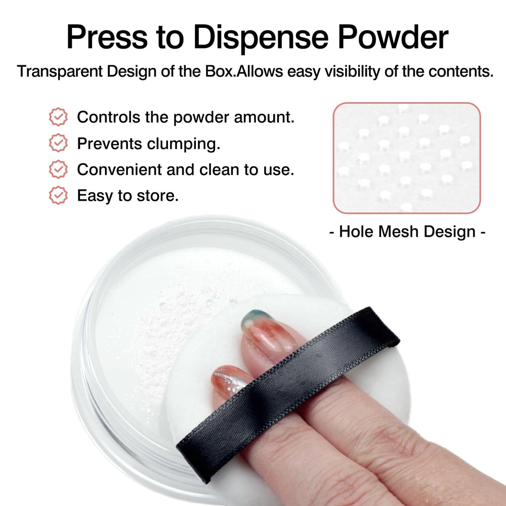 Zoolinn transparent powder jar shows contents at a glance
