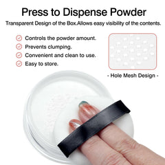 Zoolinn transparent powder jar shows contents at a glance
