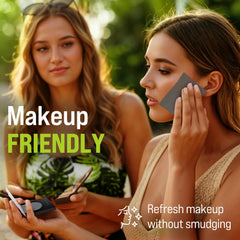 Zorom's blotting sheet leaves skin matte after blotting.