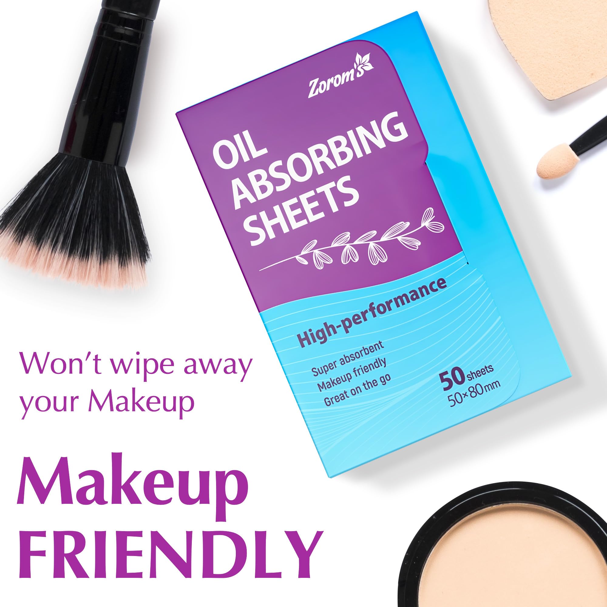 ZOROM'S pocket-pack-blotting-papers provide on-the-go oil control.