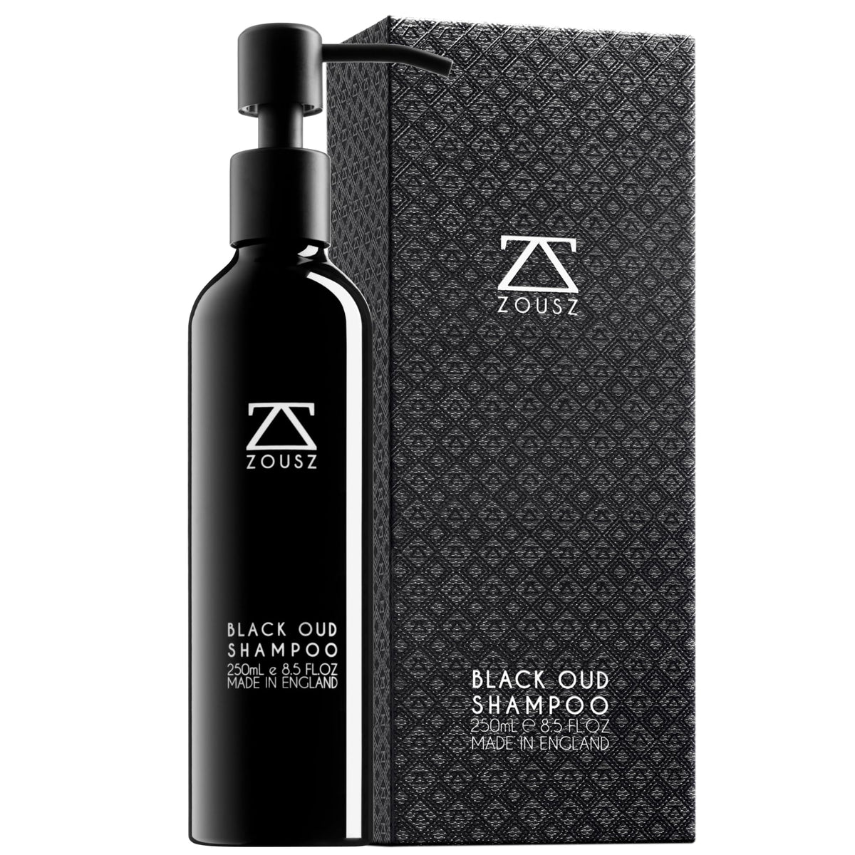 ZOUSZ beard shampoo bottle with black oud for premium cleansing and shine
