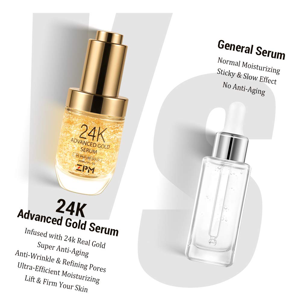 ZPM 24K Gold Serum applied to skin for a smooth glow.