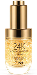 ZPM 24K Gold Serum bottle close-up for daily anti-aging care.