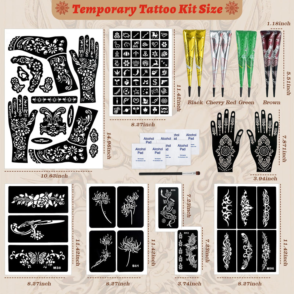 ZPTYCHZ tattoo kit stencil sheets featuring popular designs for quick application.