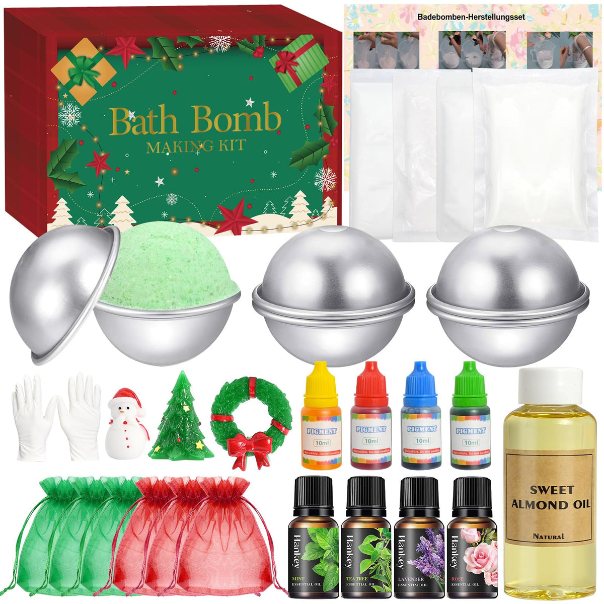 ZQBQC Christmas bath bombs making kit assembly for easy, fun DIY fizzing