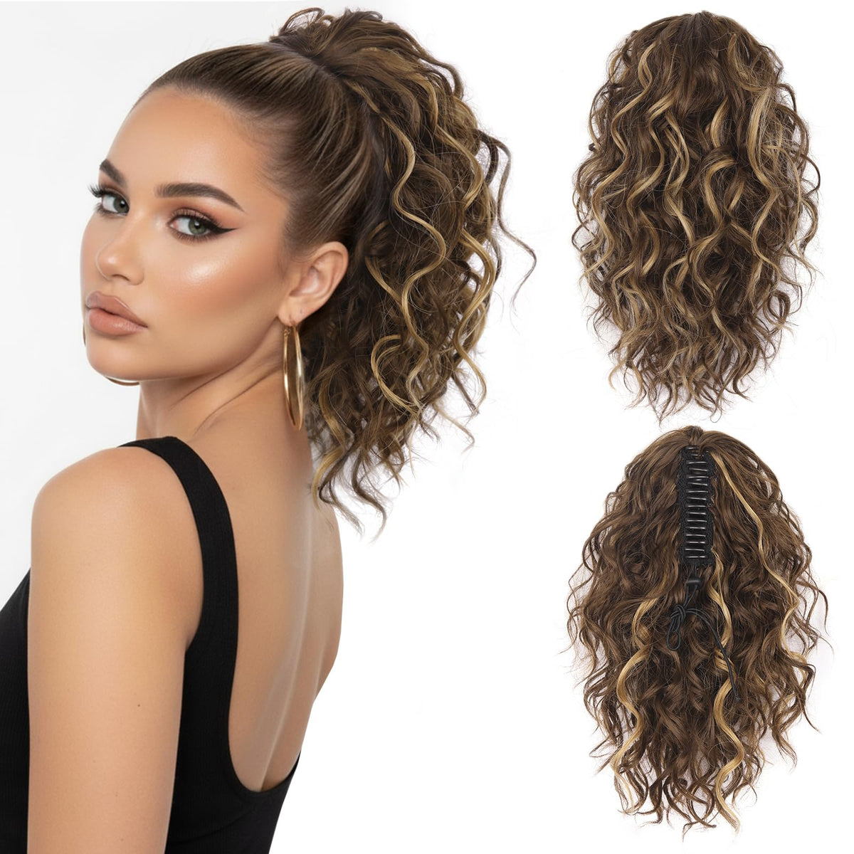 ZQIAN BEAUTY 12-inch curly ponytail clip-in adds natural volume for daily wear.