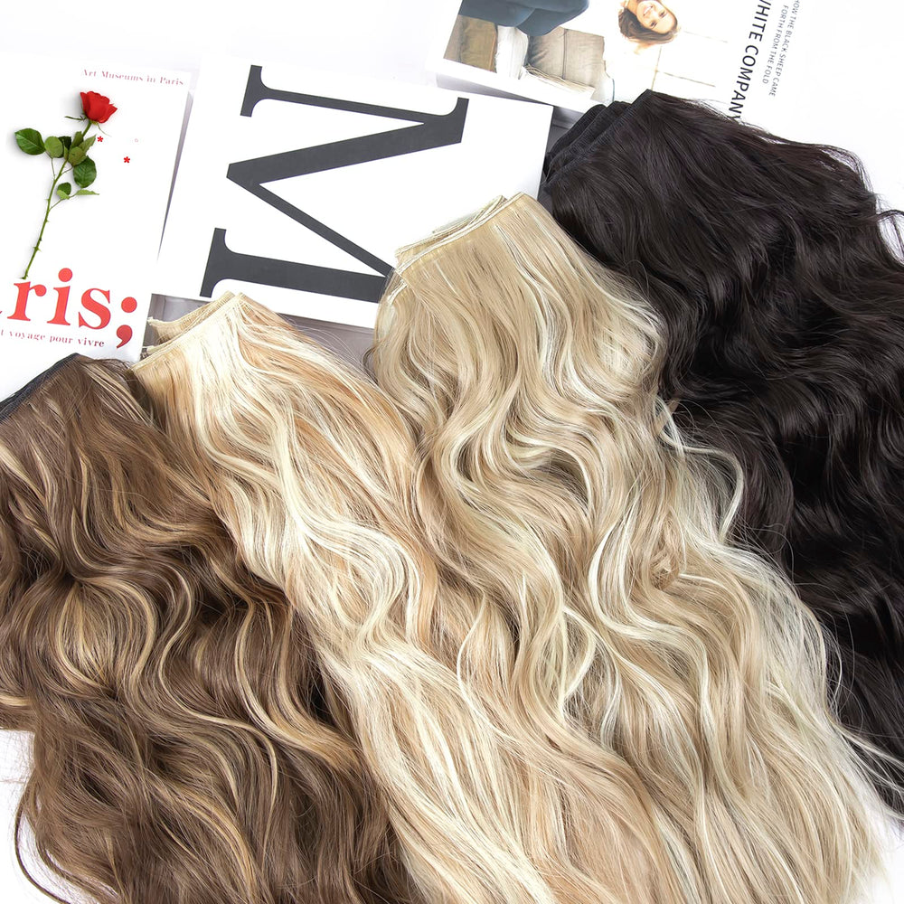 ZQIAN BEAUTY blonde clip-in extensions 20-inch synthetic curls for dramatic length and bounce.