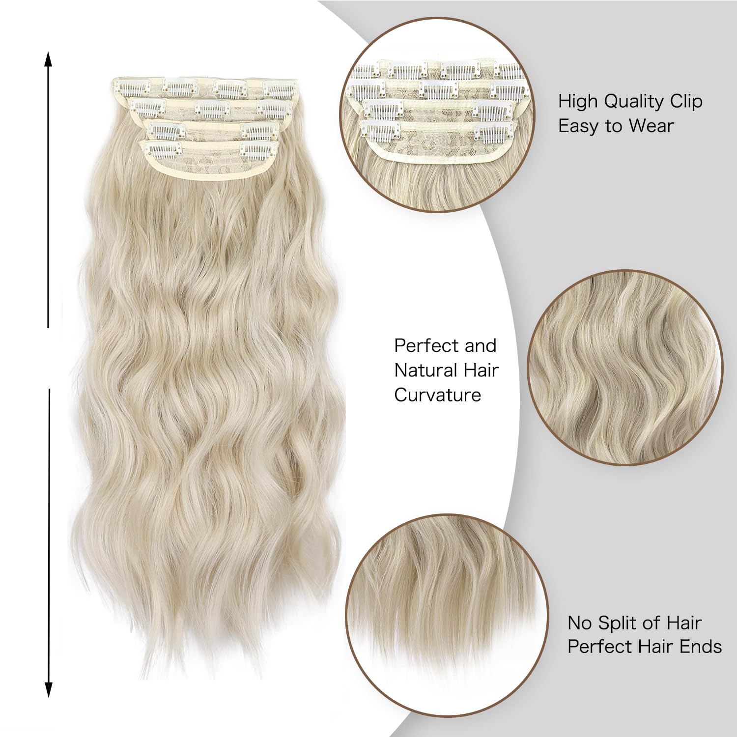 ZQIAN BEAUTY blonde clip-in extensions 5-inch weft with 2 clips for versatile looks.