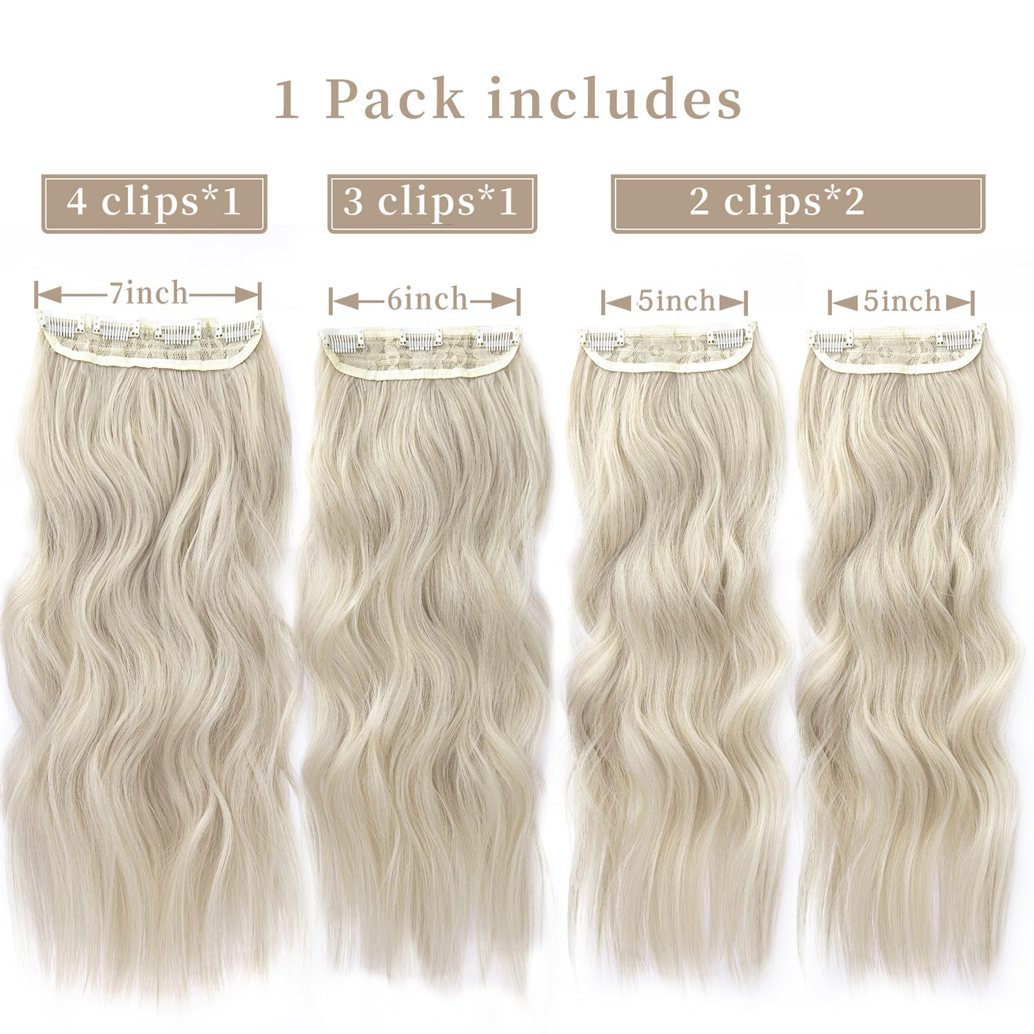 ZQIAN BEAUTY blonde clip-in extensions with 6-inch weft for natural volume.