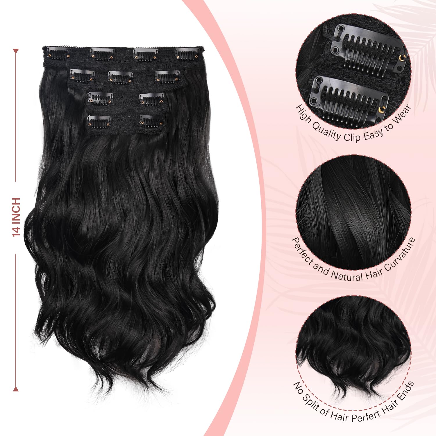 ZQIAN BEAUTY clip-in 7inch wide weft adds easy volume.