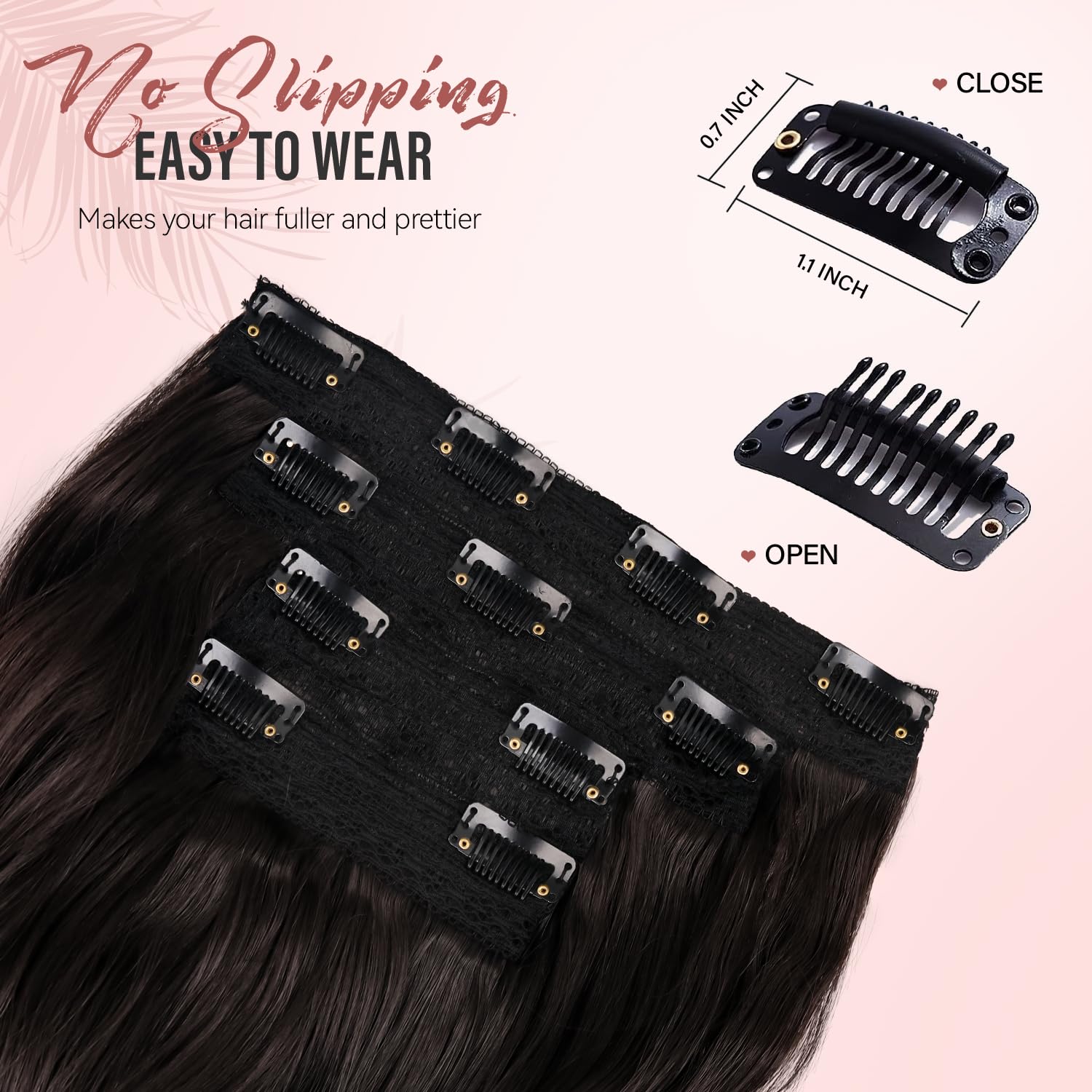 ZQIAN BEAUTY 5-inch wide wefts for targeted volume in dark brown