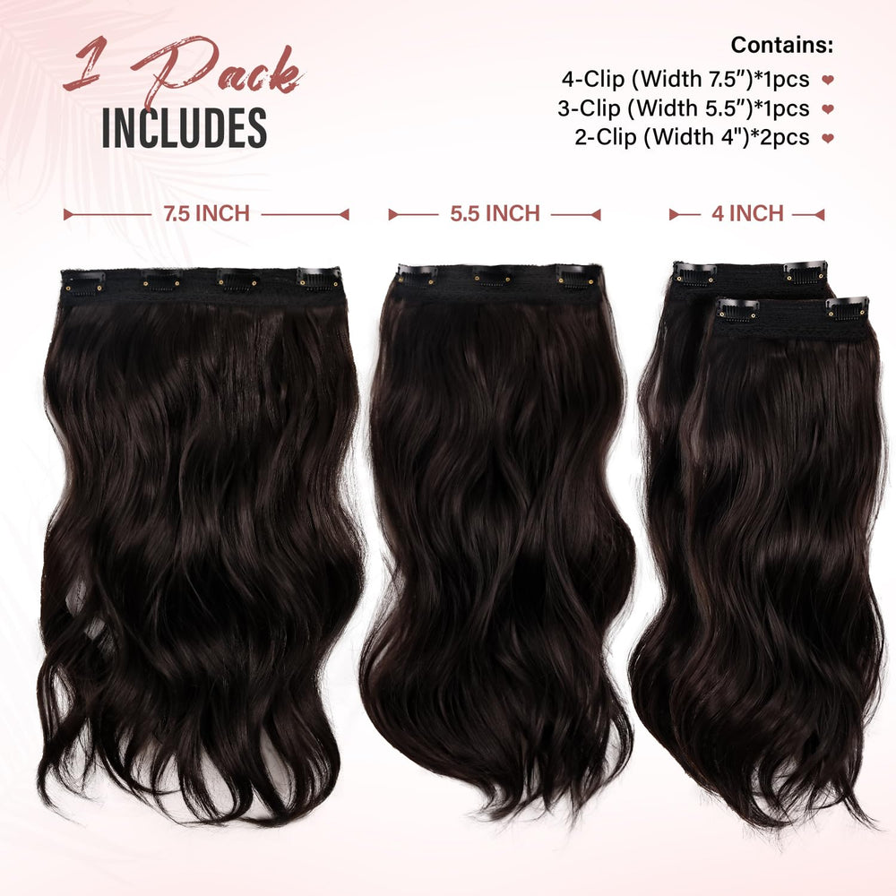 ZQIAN BEAUTY four-piece clip-in extensions in dark brown for fuller hair